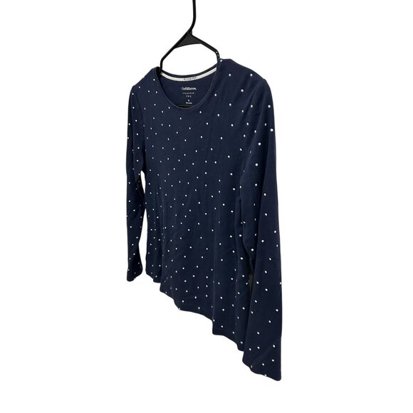 Croft & Barrow Womens Polka Dot Classic Long Sleeve Tee Size S Navy Cotton - Picture 3 of 10